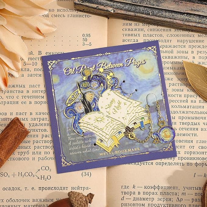 icceemee 4pcs Metal Oil Painting Theme Bookmarks with Bookmarks for Women, Writers, Readers Durable Book Markers Book Accessories Unique Gifts for Men, Women