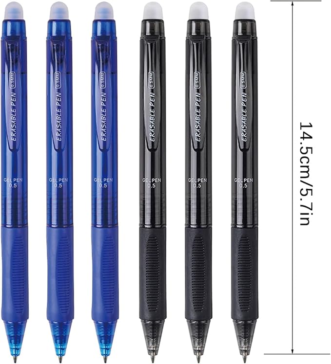 MOZXIRZ 6 Pcs Erasable Colored Pens Retractable Pens Colorful Gel Pen Point Smooth Writing Pen Cute Erasable Pens for Women Girls Men Boys Back to School Supplies Office Supplies (6Pcs Colored)