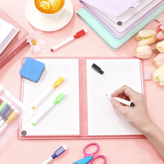 Feifeiya 6 Sides Dry Erase Whiteboard Notebook Portable Notebook White Boards 6"x9"(a5) Small Folding Whiteboard Anti-ghosting Surface, Travel Dry Erase Mini White Board for Office, School, Study