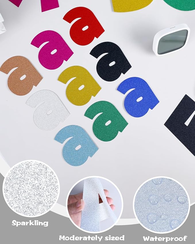 249 Pcs Glitter Bulletin Board Letters Numbers and Punctuation, 4 Inch Alphabet Poster Board Cardboard Letter Cutouts with Adhesive Dots for Classroom Bulletin Board School Decorations (Sliver)