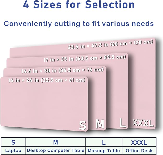 Boutilon Leather Desk Pad Protector,Non-Slip Mouse Pad,Laptop Desk Pad,Office Mouse Mat,Waterproof Leather Desk Blotter,Desk Writing Pad for Office and Home (L-Light Pink,35"x 17")
