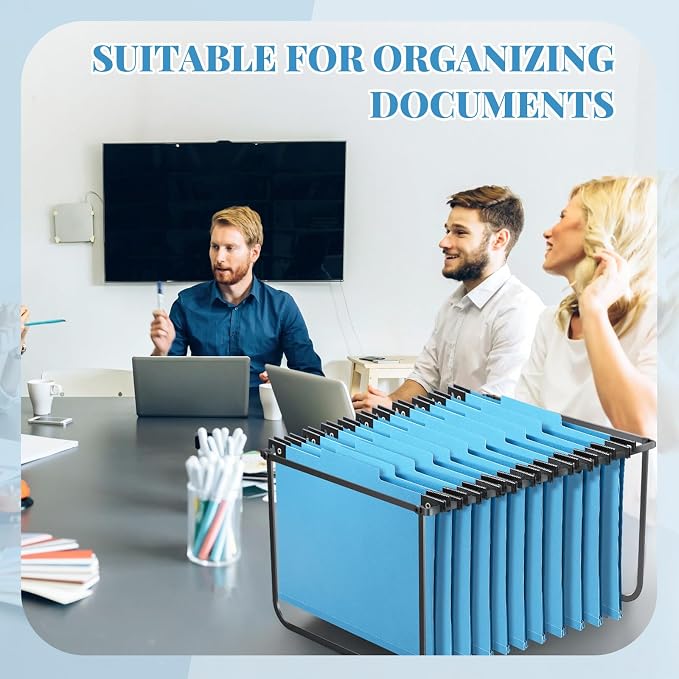 Henoyso 15 Pcs Hanging Classification File Folders, Letter Size Light Blue Folders with 3 Pressboard Dividers, 8 Fasteners, 4 Inch Expansion, 1/3-cut Top Tab for Medical Records and File Cabinet