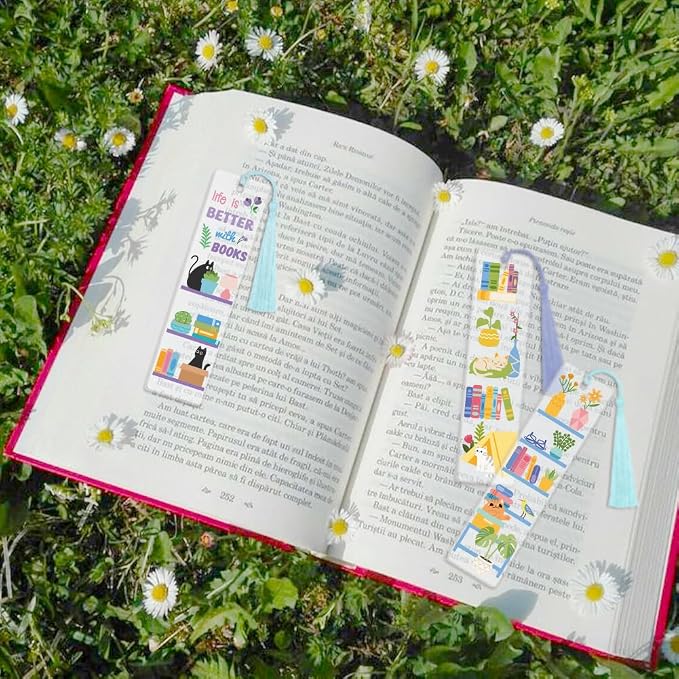 Peacoblue 30pcs UV DTF Bookmarks Transfer Stickers Wraps Bookshelves and Green Plants for Women Men Reading, Waterproof Bookmarkers Decal(No Blank Bookmarks) for Acrylic Plastic Metal Blank Bookmark