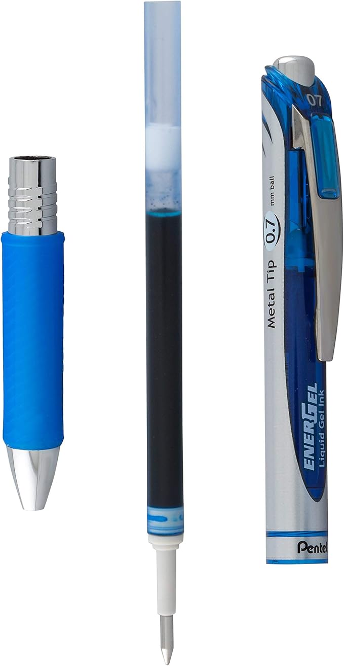 Pentel EnerGel RTX RT Liquid Gel Pen, Med, Metal Tip, 0.7mm, Blue Ink, 12-Pk Window Box of 12 (BL77PC12C1) -Pack of 6