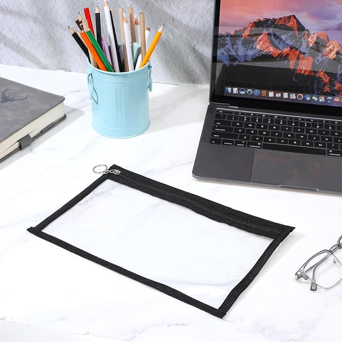 30 Pack Clear Zipper Pouches, PVC Waterproof Envelopes Folder Makeup Bags Pencil Pouch Multi Purpose Document File Organization Bag for Travel Home Office Supplies, 11.5 x 7 Inches