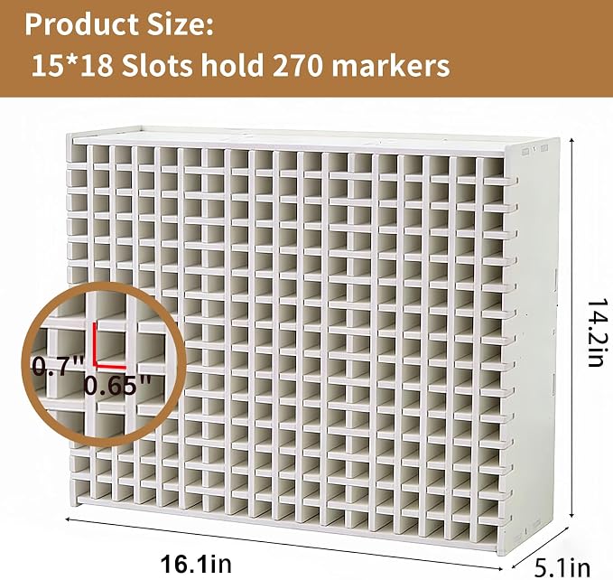 Marker Organizer, 270 Slots Marker Holder Organizer Marker Storage with Divider Art Marker Rack for Pencils Art Brushes Pens Colored Adjustable Pencil Holders for Desk Organizer