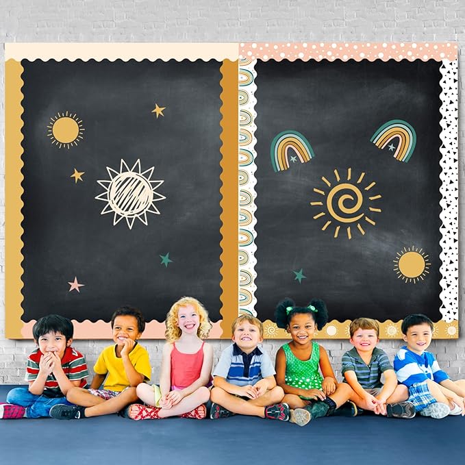 240 Pcs 236ft Holiday Bulletin Board Borders Colorful Rainbow Scalloped Border Trim Bulk Bulletin Decor for Classroom Back to School Decor(Colorful Style)