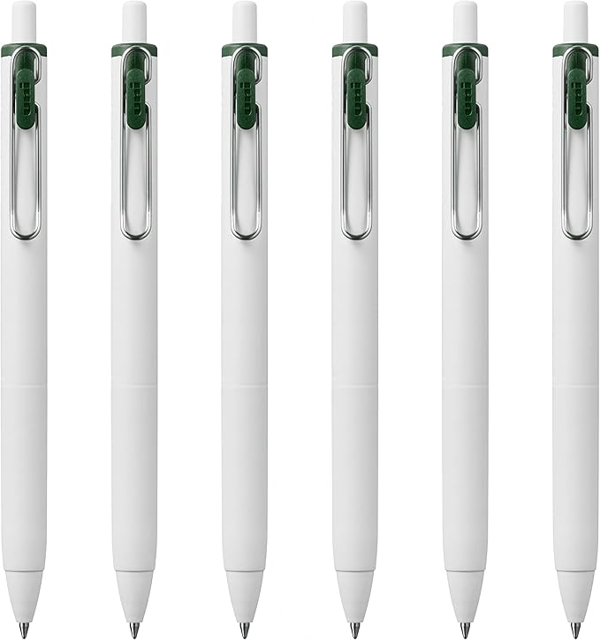 Uni-Ball one Retractable Gel Pens, Medium Point (0.7mm),Green Black Ink, 6 Pens