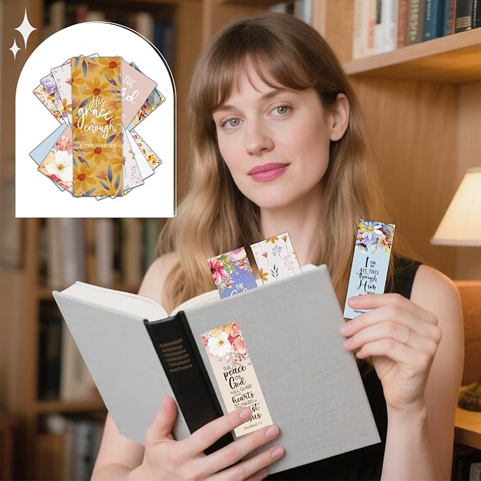 Bible Verse Bookmarks Gifts - 120 Pcs Christian Flower Bookmark Paper Scripture Religious Book Marks Page Clip Inspirational Gift for Women Men Church Book Lovers Reading Bookish Supplies