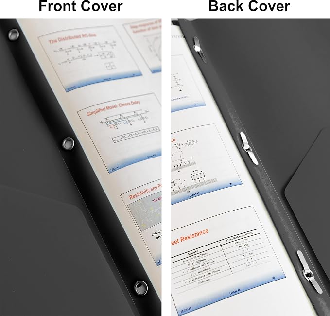 Youngever 6 Pack Heavy Duty Plastic Two Pocket Folders with 3 Prongs, Metal Prongs Fastener, Heavy Duty Plastic 2 Pocket Folder (Black)