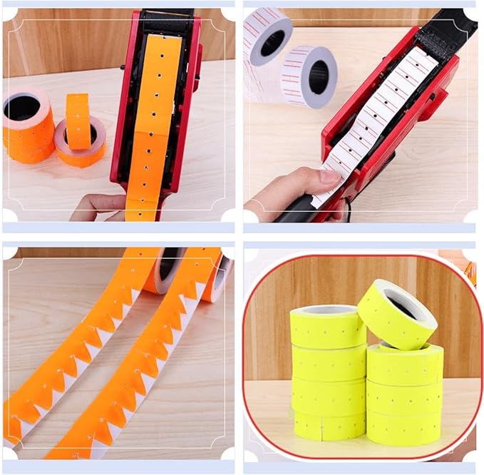MX-5500 Price Labels, Adhesive Sticker Marker Label, 10 Rolls Sticky Paper Labels for Price and Date Guns,1 Line 5000 Labels, 1pcs Ink Roll Included Yellow