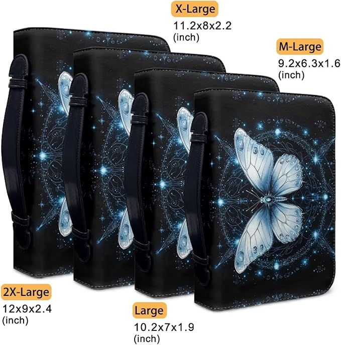 Big Butterfly Bible Cover Case for Women Girls Bible Cover with Handle Bible Book Carrying Case Bible Accessories Fits Bibles Measuring-Size 2XL
