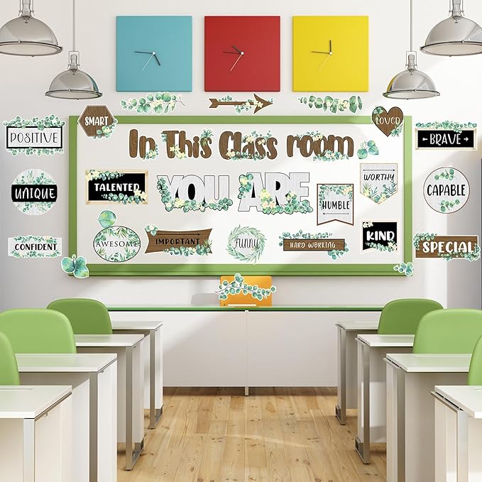 Eucalyptus Positive Inspirational Affirmation Bulletin Board Decor Nature Classroom Decor Classroom Greenery Themes Decoration Sets