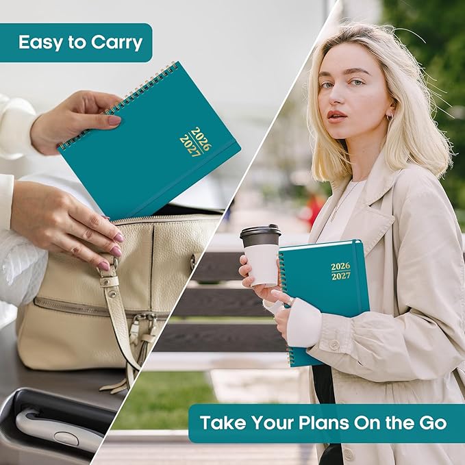 Academic Planner 2026-2027, Weekly and Monthly Calendar Planner Book, July 2026 – June 2027, Hardcover Organizer with Tabs, Perfect for Teachers, Students, Women & Men, A5 (6.4" x 8.5") - Turquoise