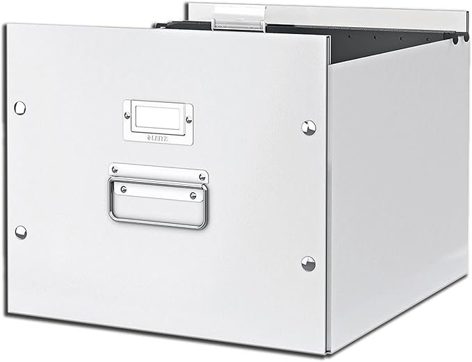 Leitz Office Supplies, Storage and Transport Box for Hanging Files, with Lid, A4, Click & Store (White, Pack of 2)