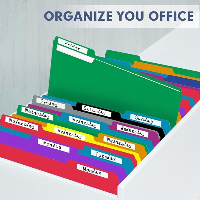File Folder, PANDRI 30 Pack Colored File Folder, 1/3 Cut Tabs, Letter Size, Assorted 6 Colors Filing Folder for Office School Business