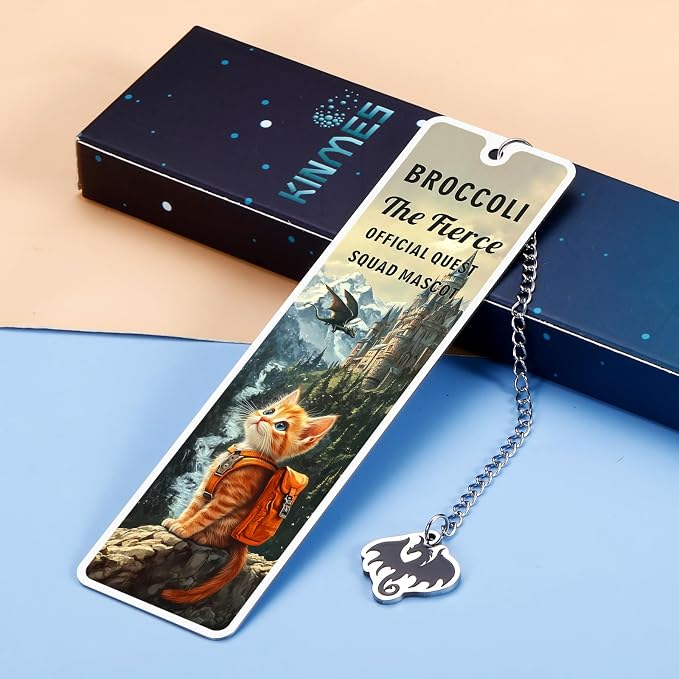 Onyx Storm Merch, Dark Romance Merch, Romance Fantasy Bookmark Gifts for Bookish, Book Lover, Nerd, Reader, Bookworm, Dragon Rider Gifts for Men Women, Cute Broccoli Cat Bookmark, Book Club Gift