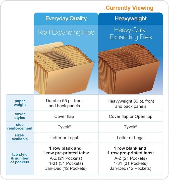 Globe-Weis PFXR217MHD /Pendaflex Heavy-Duty Expanding File,Open Top,12 Pockets,Monthly Index,Letter Size,Brown (R217MHD),(Pack of 5)
