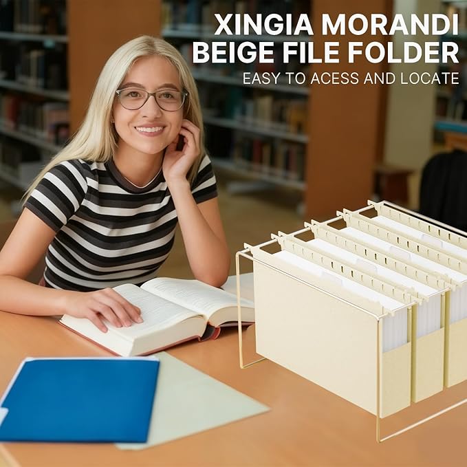 XINGIA Wheat Straw Plastic Hanging File Folders Legal Size,Extra Capacity 2 Inch Expansion File Cabinet Folders for File Frame Box,12 Pack Heavy Duty File Organizer for Bulky Files(Morandi Beige)