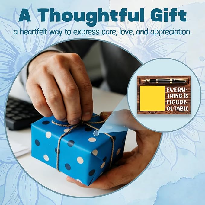 FOUGSTA Funny Office Gifts for Coworker, Gag Office Gifts for Coworker, Funny Desk Decor Gift for Coworker,Wooden Notepad Pen Holder With Funny Quotes,16.5 x 12 x 1.5 cm,XXN11