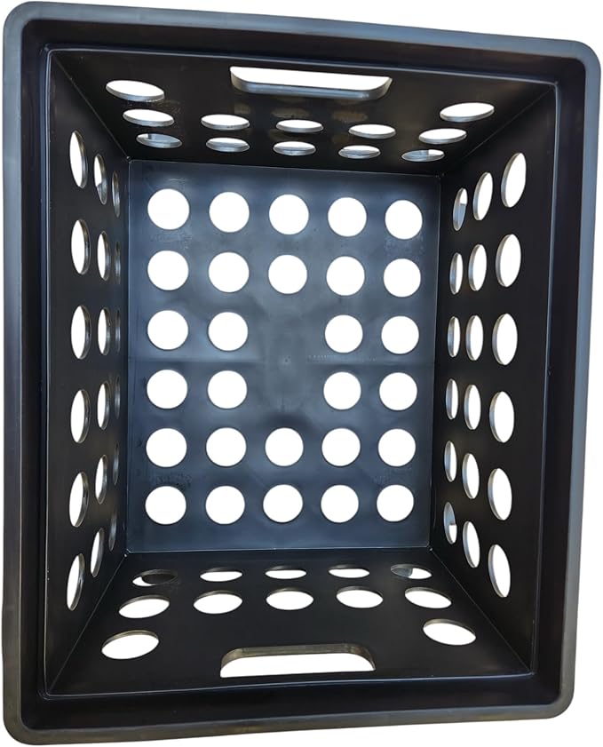 File Crate, Stackable Plastic Storage Bin with Handles,Organize Files at Home, Garage, Office, School, Black