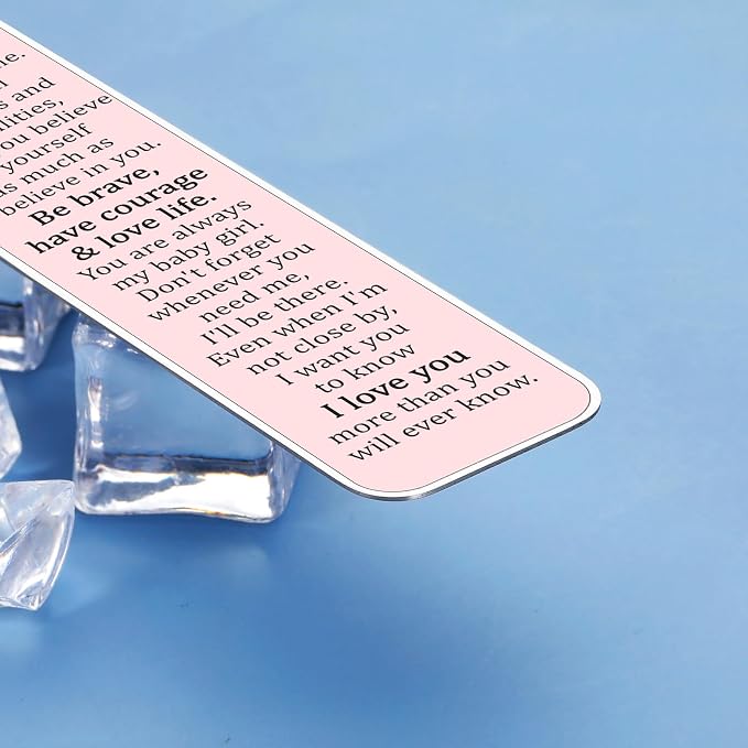 GGOJAGST Daughter Gifts from Mom Dad, Graduation Birthday Gifts for Daughter, Pink Bookmarks for Teen Girls, Sweet 16th 18th Daughters Birthday Grad Wedding Presents for Women