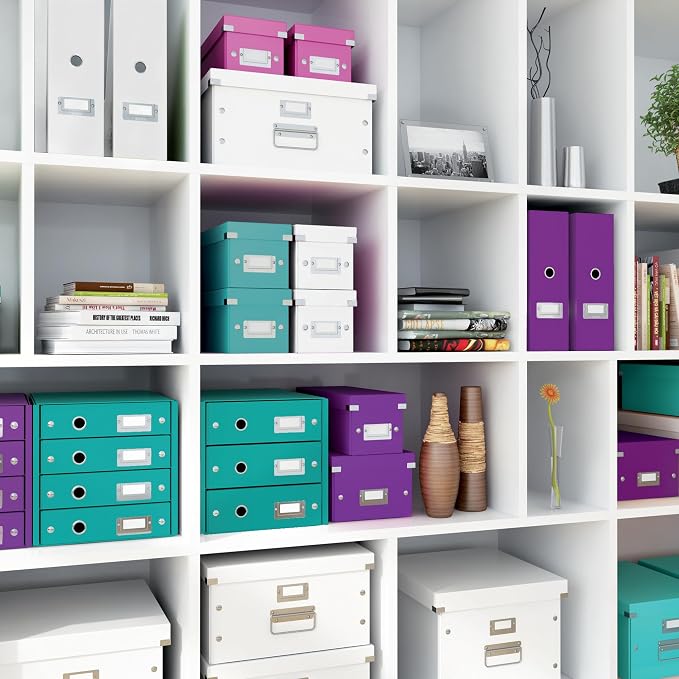 Leitz A5 Storage Box, Click and Store Range 60430001 - Small, Purple Organiser Box A5