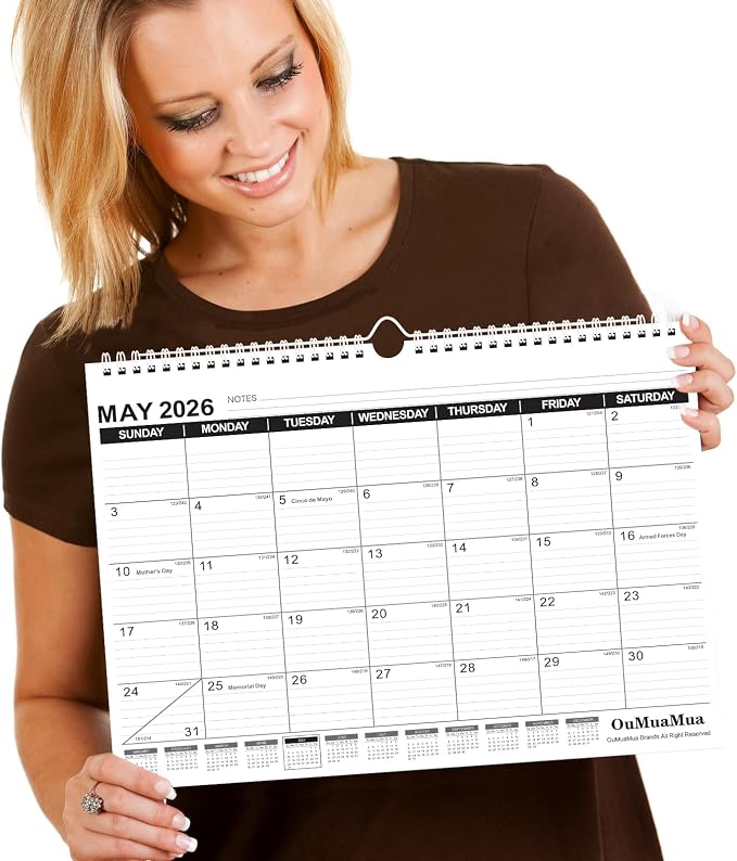 OuMuaMua Wall Calendar 2026, 3-Pack Calendar Wall 2026-2027, Jan. 2026 to Jun. 2027, 14" X 11.5" 18-Month Paper Hanging Planner Wall with Thick PaperRuled Blocks for Office Home Planning & Organizing