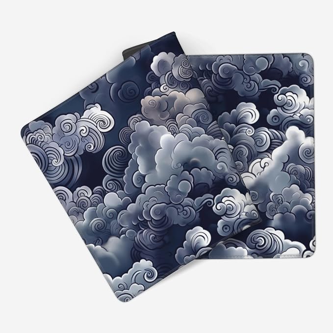 35.4" x 15.7" Japanese Cloud Extended Mouse Pad, Oriental Swirl Desk Mat with Non-Slip Base, Water Resistant for Gaming & Office