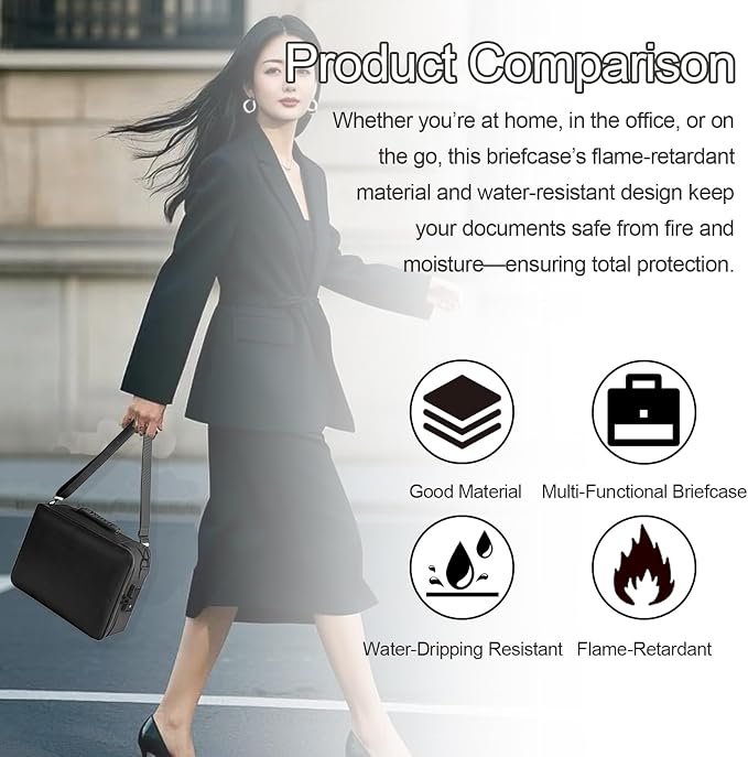 Xanadued Fireproof Document Bag with Lock, Fireproofs Photo Storage Box, Fire Proof Safe for Home Documents, Portable Home Travel Safe Storage Box for Important Files, Laptop