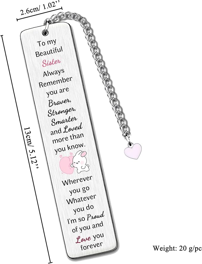 Sisters Bookmarks Graduation Gift Inspirational Go to University Encourage Keepsake Birthday Gift Christmas Teens Distance Accompany Back to School Present Best Wishes Book Accessory from Sister Bro