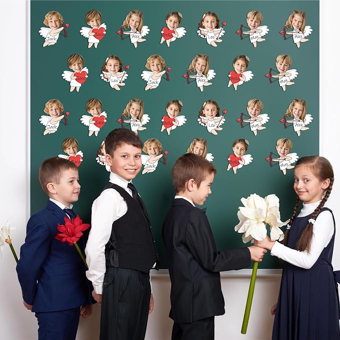 60pcs Valentine's Day Cupid Cutouts Happy Valentine Classroom Bulletin Board Decoration Cupid Photo DIY Craft Cutouts Valentines Day Decorations for Home School Office Wall Door Party Supplies