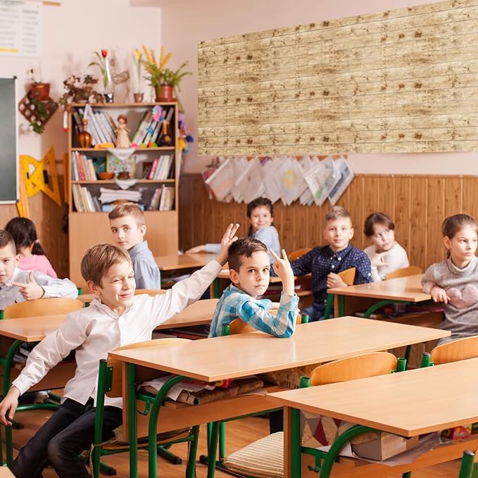 Mindsoft Bulletin Board Paper 48'' x 107'' Class Boards for Classroom Bulletin Boards Everyone is Welcome Classroom Board Decor Pillows Curtains Crafts(Rustic Wood,1 Pc)