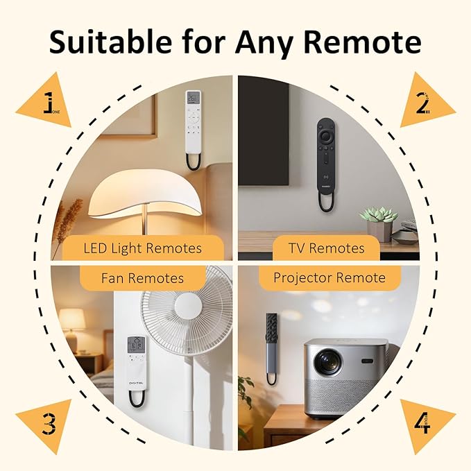 Magnetic Remote Control Holder with Security Cable Self-Adhesive Wall Mount, 3 Pack Silicone Organizer Retractable Anti-Loss Storage Wall Holder for TV, Fan and Air Conditioner Remote Control Black