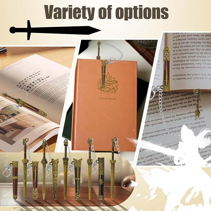 5pcs Metal Sword Bookmark with Scabbard,Mini Sword Suitable for Reading,Sword Keychain,These Vintage Chinese Swords Make Unique Gifts for Book-Loving Gentlemen.