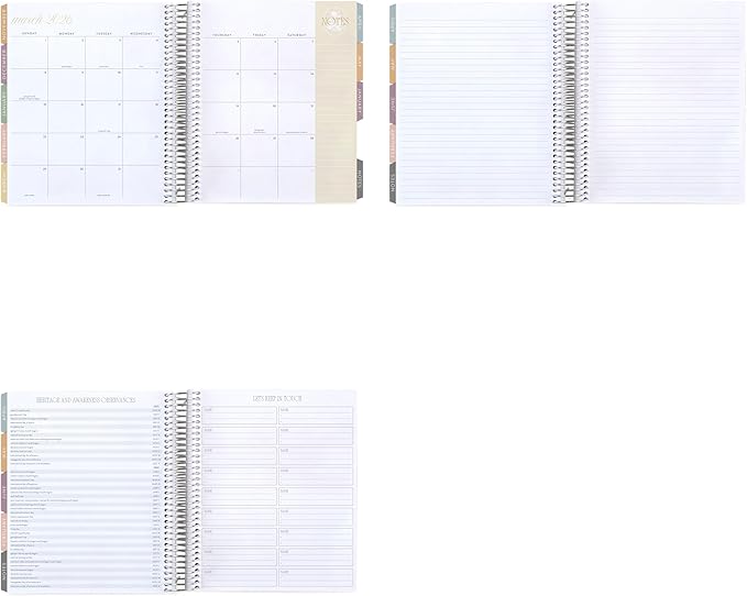 7x9 Coiled Life Planner (January 2026 - December 2026) - Layers Colorful classic cover, horizontal layout, Bouquet theme, platinum coil