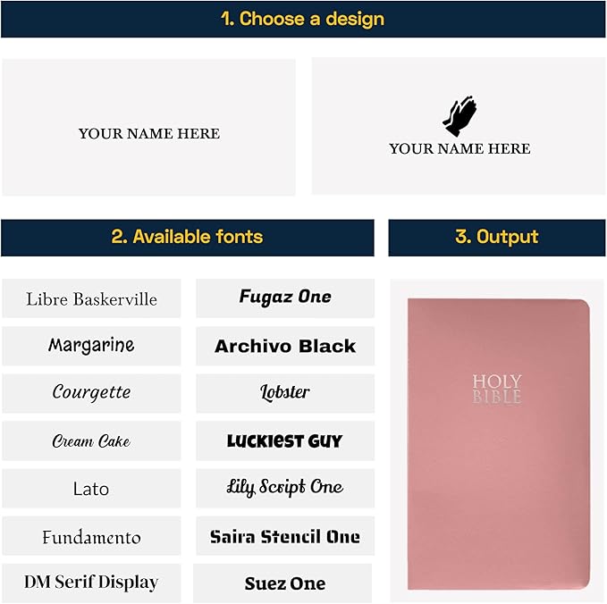 Personalized NIV Bible Faux Leather Small Print Economy Bible with Custom Name at The Lower Right Side & Red-Highlighted Verses, Custom Gift for Christian & Religious Events | Pink
