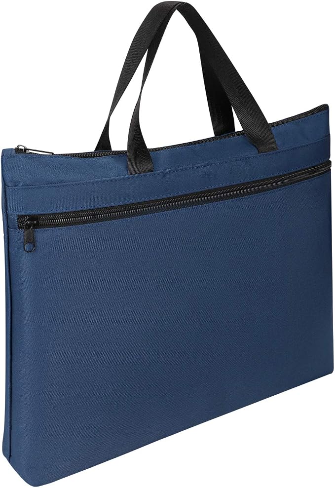 Ibluelover Portable Business Briefcase Zipper Bag Waterproof Durable A4 File Folder Bag Lightweight Carrying Case Handbag File Storage Organizer Holder for Office Meetings Travel