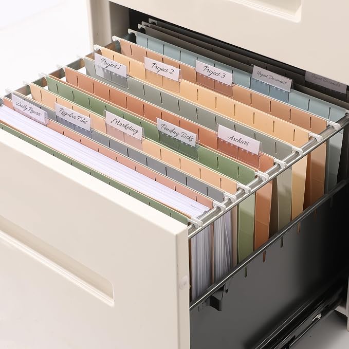 SUNEE Hanging File Folders, Pastel Colors - 75 Pack, Colored File Folders Letter Size with 1/5-Cut Tabs, Ideal for Organizing Home and Office Documents