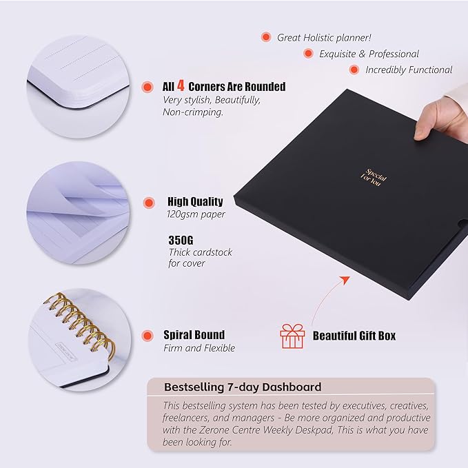 Weekly Planner Notepad-Minimalist 7-Day To Do List, 54 Sheets Dashboard Desktop Planner to Organizes Your Schedule, Set Goals, Track Habits & Daily 3 Priority - Annual Productivity Work Planner