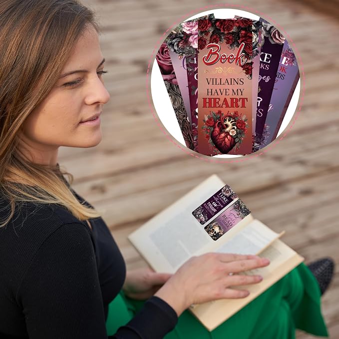 Dark Romance Magnetic Bookmarks Gifts - Wxiben 30 Pcs Romance Merch Magnet Book Page Markers Skull Roses Bookmark Clips Gift for Home Book Lovers Students Teacher School Reading Office Supplies
