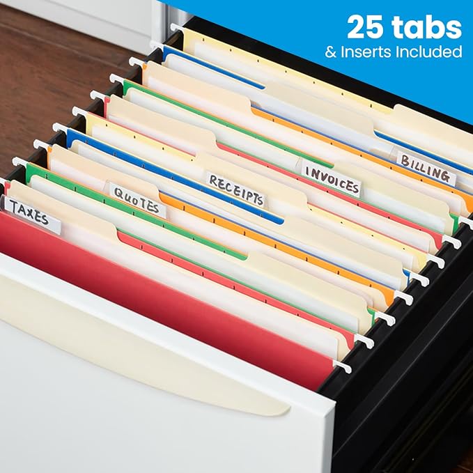 Pendaflex Recycled Hanging File Folders (25 Folders) & Two-Tone Color File Folders (36 Folders) - Assorted Color File Folders Letter Size - Perfect for Filing Cabinet, Desk & Home Office