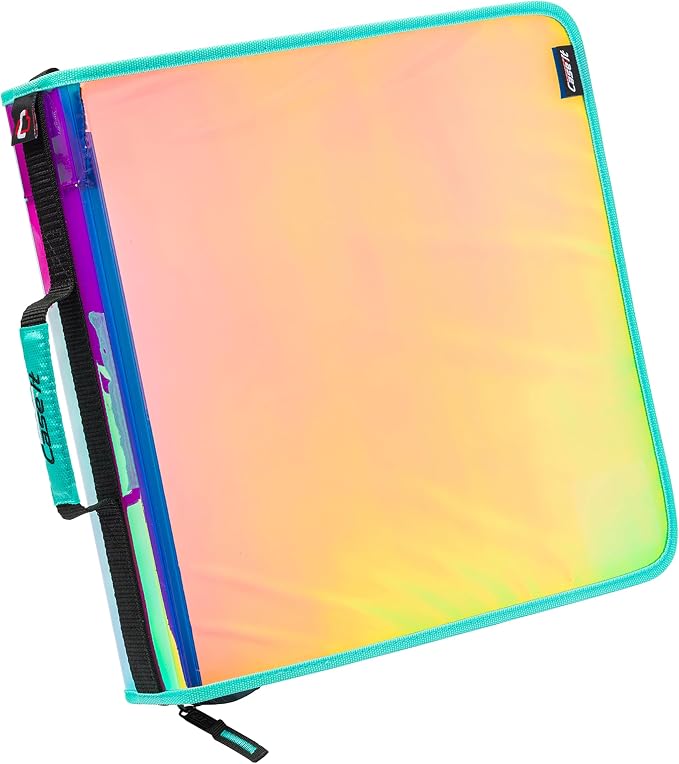 Case-it Iridescent Go Tab Zipper, 2" O-Ring with Removeable 5-Color tabbes, Expanding File Folder and Shoulder Strap and Handle, PS-440-VC-C, Pack of 6