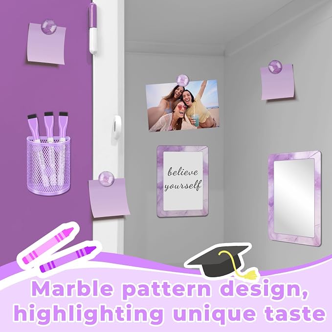Denylo pro Purple Magnetic Locker Marble Theme Accessories Kit Include Back to School Essentials for Back to School Decorations Office Supplies