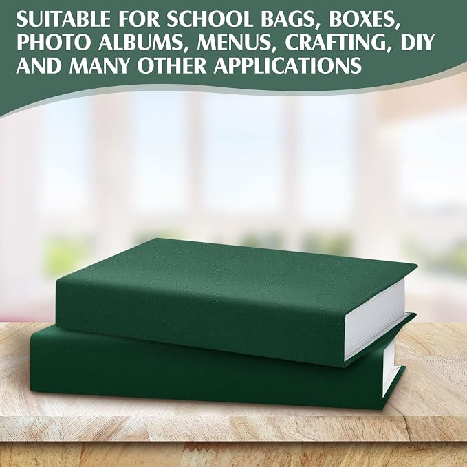 PerKoop Book Cloth for Book Binding 40 x 16 Inch Fabric Surface Paper Backed Bookcover Archival European Durable Strong Bookbinding Supplies Cover Books Album Scrapbooking (Dark Green)