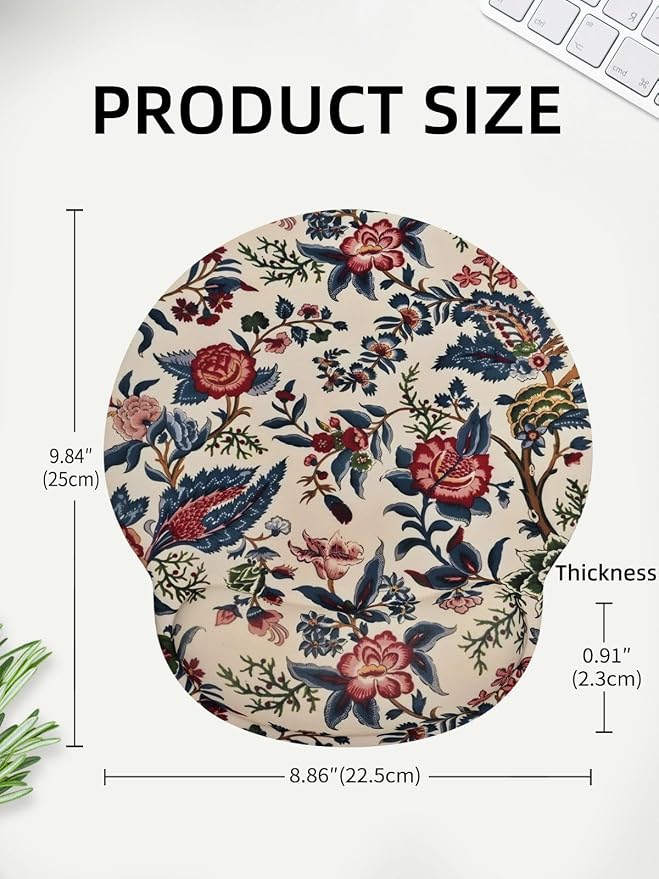Lily Floral Mouse Pad Wrist Support Wrist Rest, Flower Ergonomic Mouse Pad with Non-Slip Base for Office Gaming Working Computers,Desk Accessories Pain Relief Mouse Mat, Retro