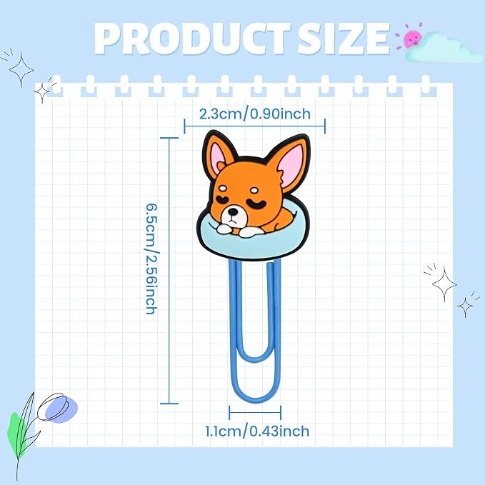 Cute Paper Clips,30Pcs Cute Pet Dog Bookmark Paperclips Bulk Metal Fun Puppy Planner Clip Charms Clamp Animals Desk Accessories Stationery Colorful Office Supplies gift for Student Teacher Party Decor