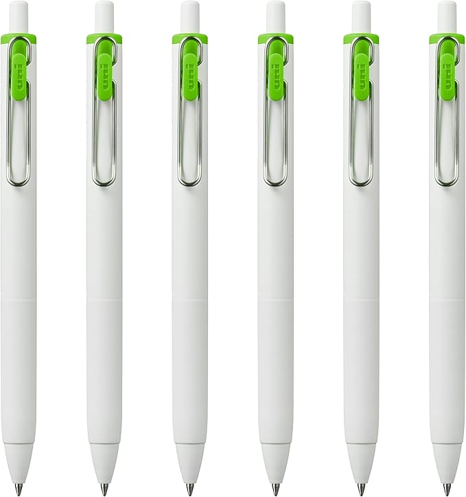 Uni-Ball one Retractable Gel Pens, Ultra Micro Point (0.38mm), Lime Green Ink, 6 Pens