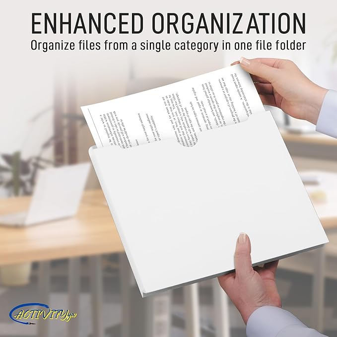 White File Jackets, 1 Inch Expansion, Letter Size, Reinforced Straight-Cut Tab, 6 Pack