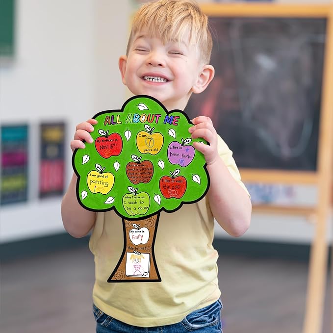 Zoyeven 45 Pcs Apple All About Me Coloring Poster Elementary School Supplies Back to School Ideas Project Chart Fill in Poster Craft Classroom Activities Supply